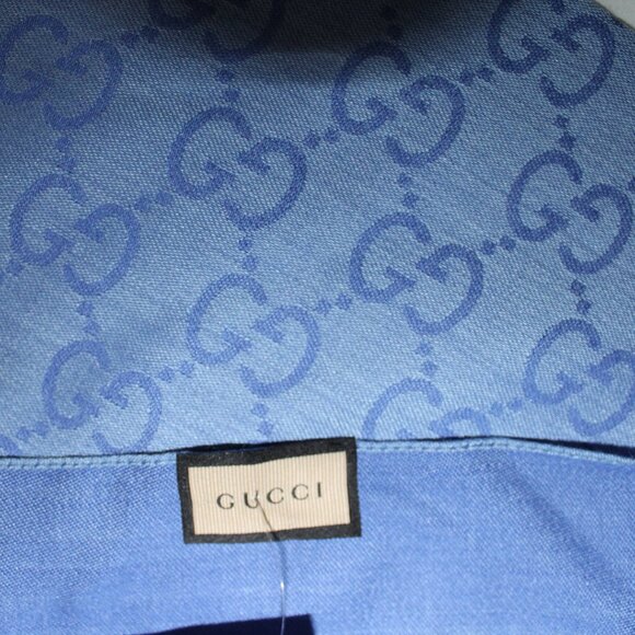 NWT GUCCI Blue Periwinkle Jacquard GG Wool Silk Scarf Unisex - Picture 6 of 7